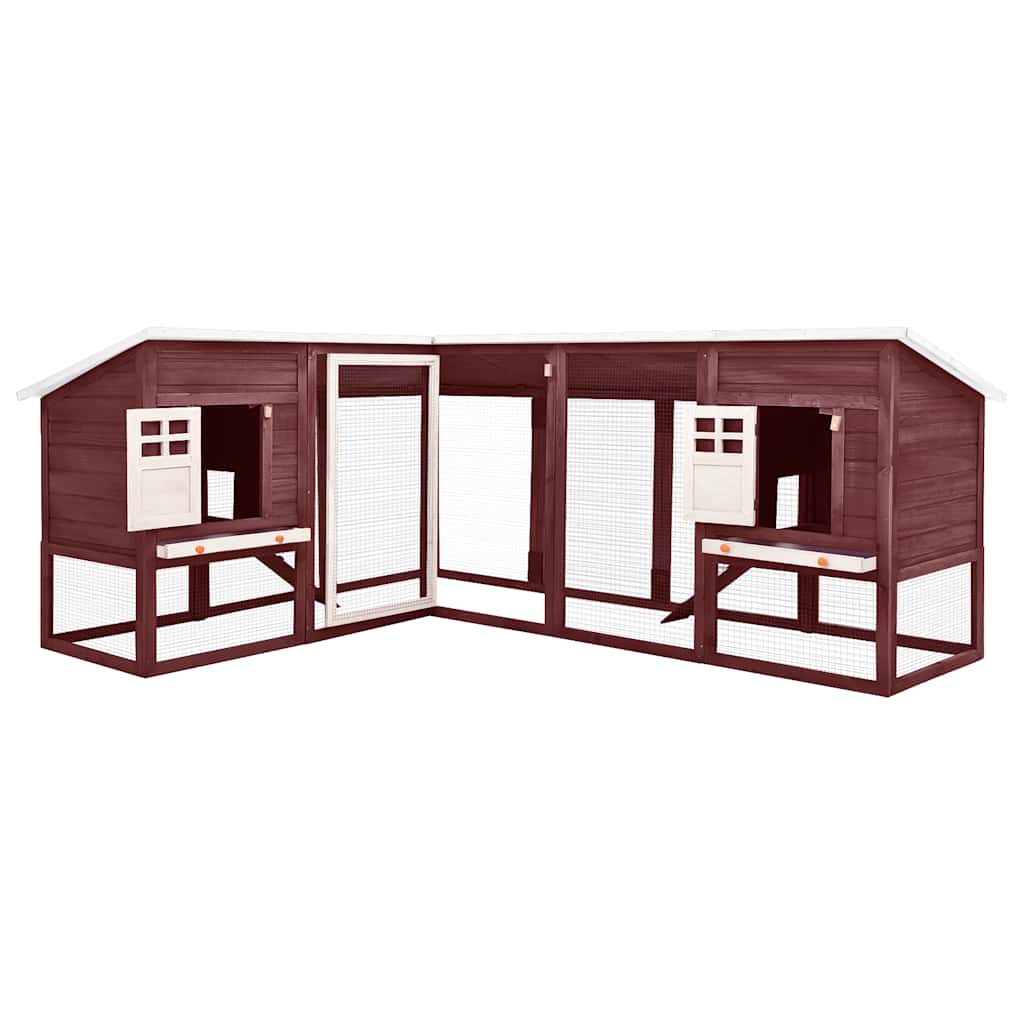 Outdoor Rabbit Hutch with Run Mocca and White Solid Fir Wood