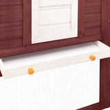 Outdoor Rabbit Hutch with Run Mocca and White Solid Fir Wood