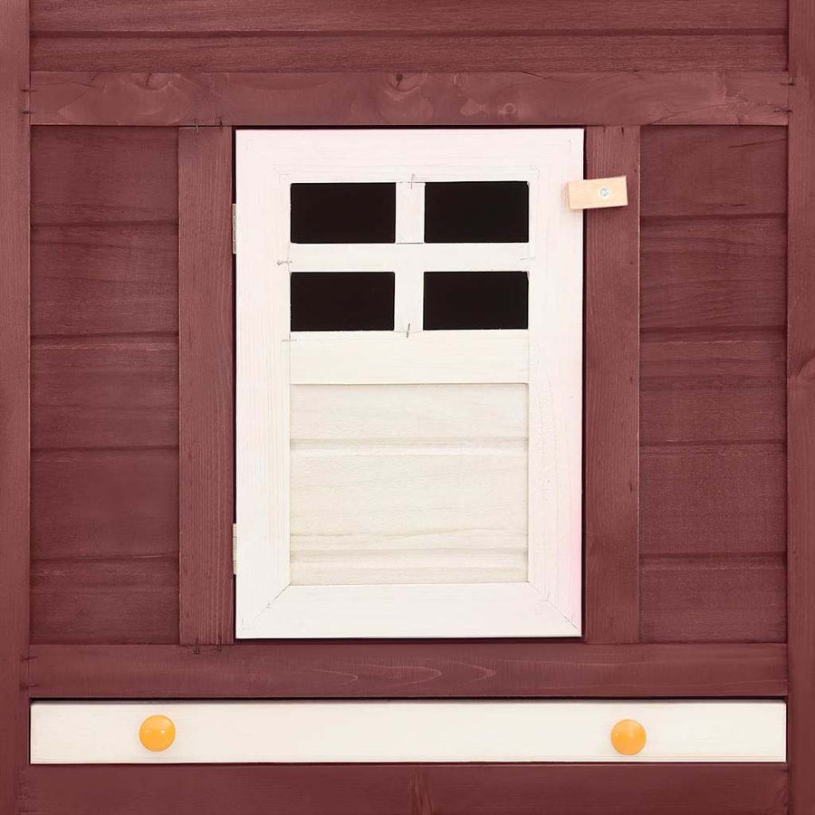 Outdoor Rabbit Hutch with Run Mocca and White Solid Fir Wood