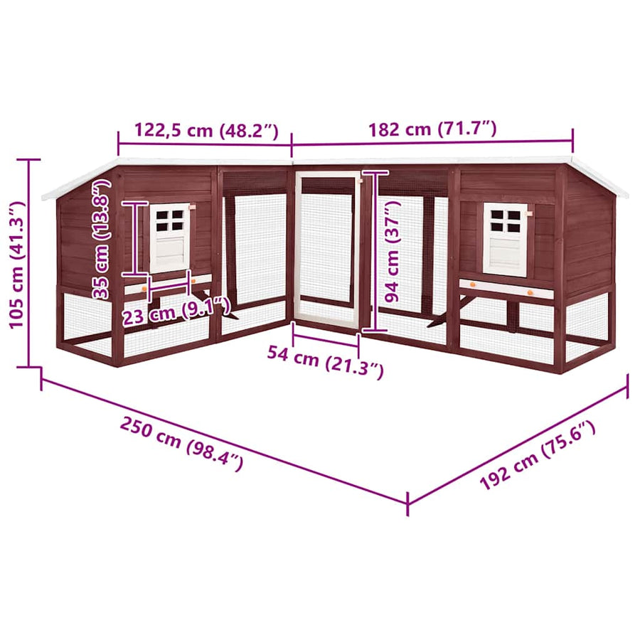 Outdoor Rabbit Hutch with Run Mocca and White Solid Fir Wood