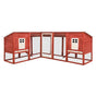 Outdoor Rabbit Hutch with Run Red and White Solid Fir Wood