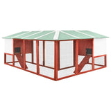 Outdoor Rabbit Hutch with Run Red and White Solid Fir Wood - Top-Down View