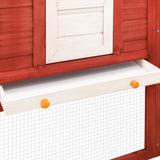 Outdoor Rabbit Hutch with Run Red and White Solid Fir Wood - Low Angle
