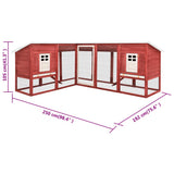 Outdoor Rabbit Hutch with Run Red and White Solid Fir Wood - Extra Image