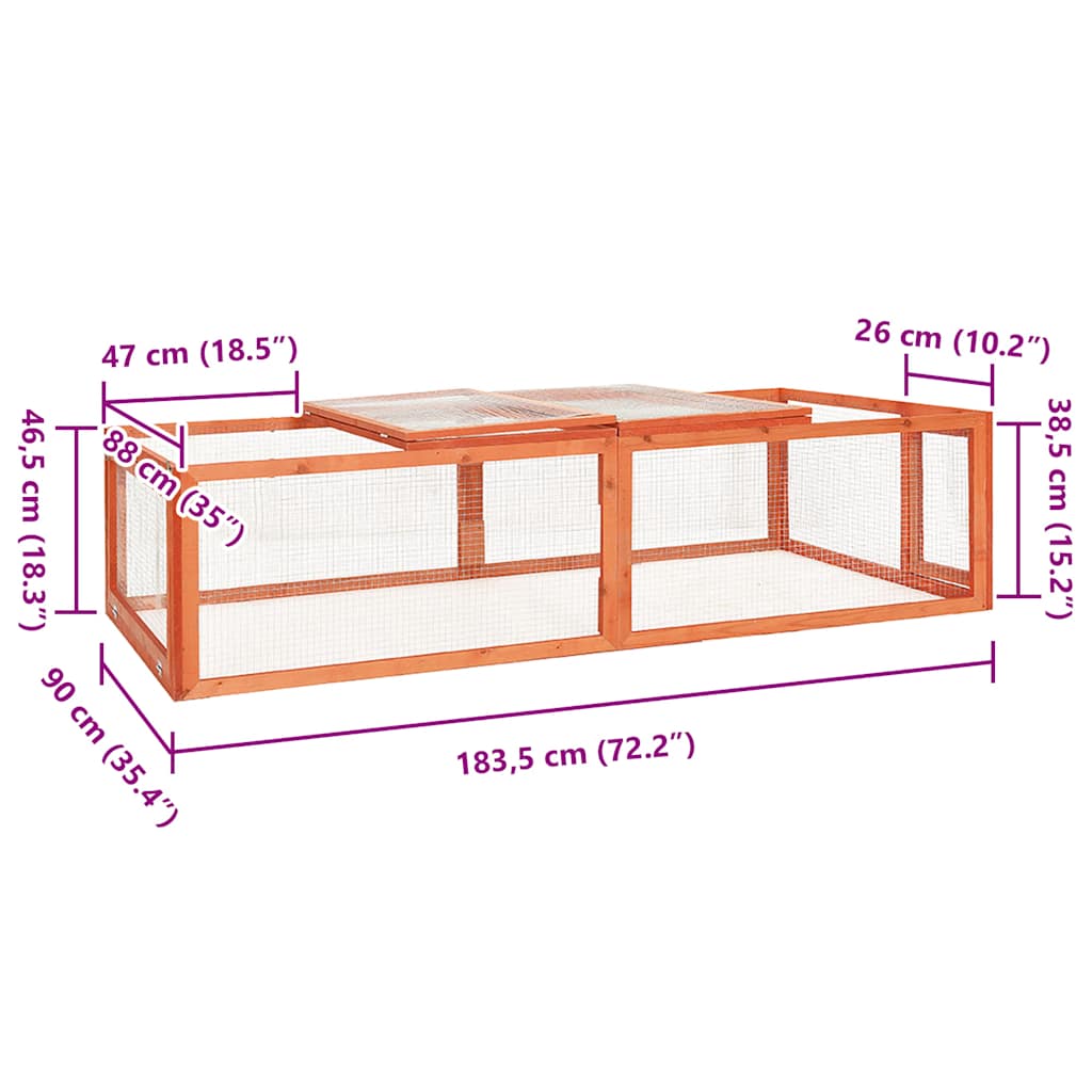 Rabbit Hutch 183x90x46.5 cm Solid Firwood