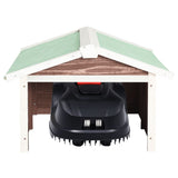 Robotic Lawn Mower Garage 72x87x50 cm Mocca and White Firwood - Side View