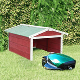Robotic Lawn Mower Garage 72x87x50 cm Red and White Firwood