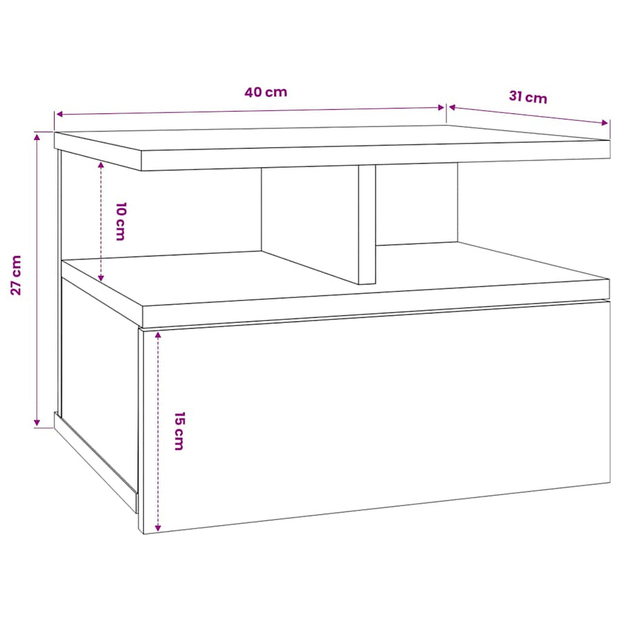 Floating Nightstand White 40x31x27 cm Engineered Wood