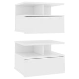 Floating Nightstands 2 pcs White 40x31x27 cm Engineered Wood - Front View