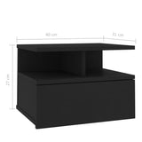 Floating Nightstand Black 40x31x27 cm Engineered Wood - Close-Up Angle