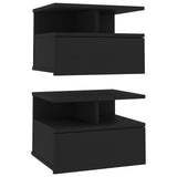 Floating Nightstands 2 pcs Black 40x31x27 cm Engineered Wood - Front View