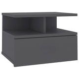 Floating Nightstand Grey 40x31x27 cm Engineered Wood - Front View