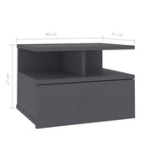 Floating Nightstand Grey 40x31x27 cm Engineered Wood - Rear View