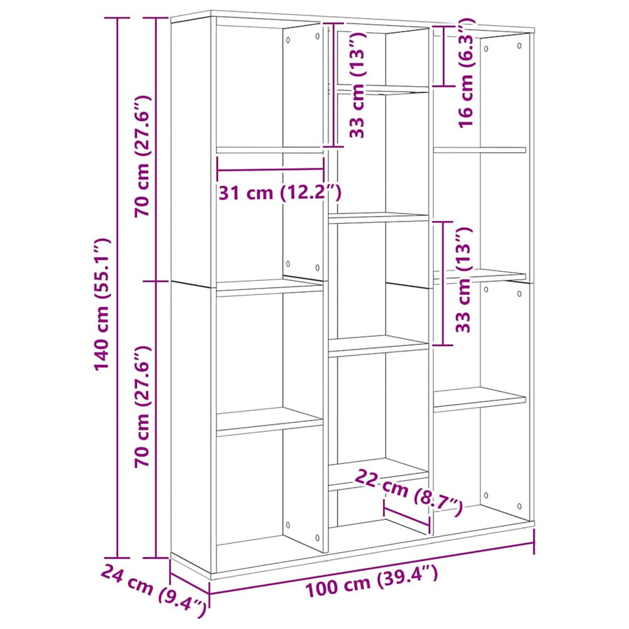 Room Divider/Book Cabinet Concrete Grey 100x24x140 cm