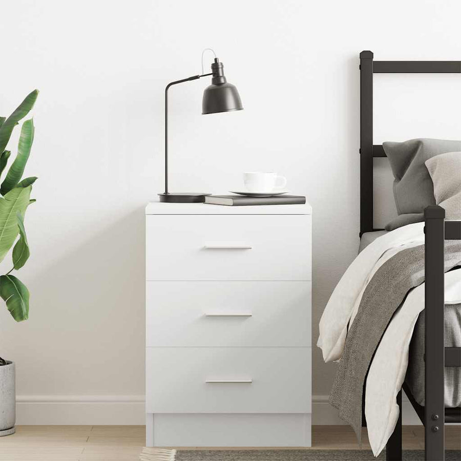 Bedside Cabinet White 38x35x56 cm Engineered Wood