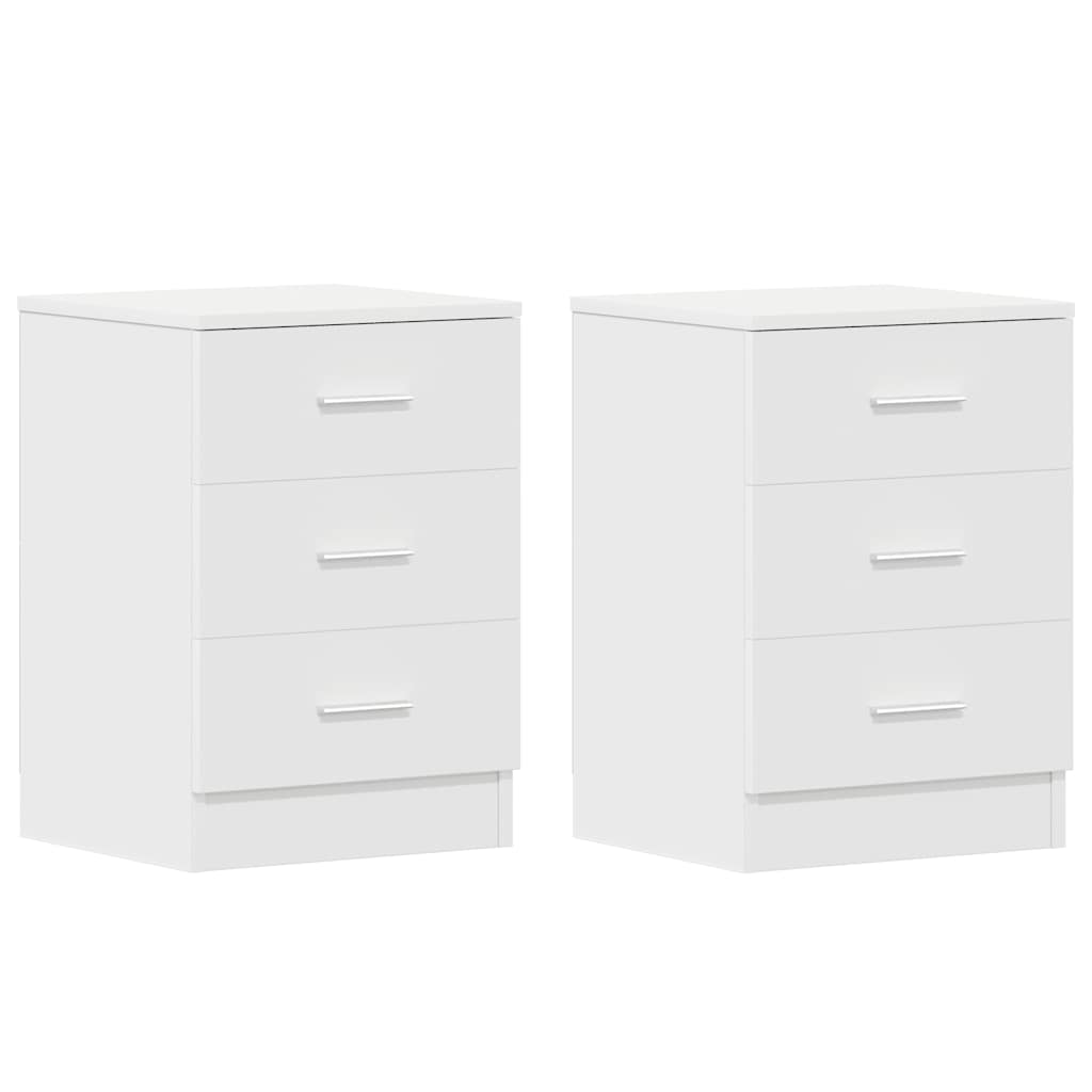 Bedside Cabinets 2 pcs White 38x35x56 cm Engineered Wood