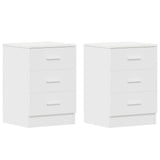 Bedside Cabinets 2 pcs White 38x35x56 cm Engineered Wood - Front View