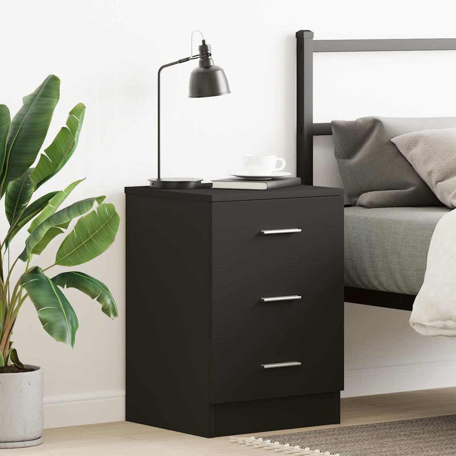 Bedside Cabinet Black 38x35x56 cm Engineered Wood