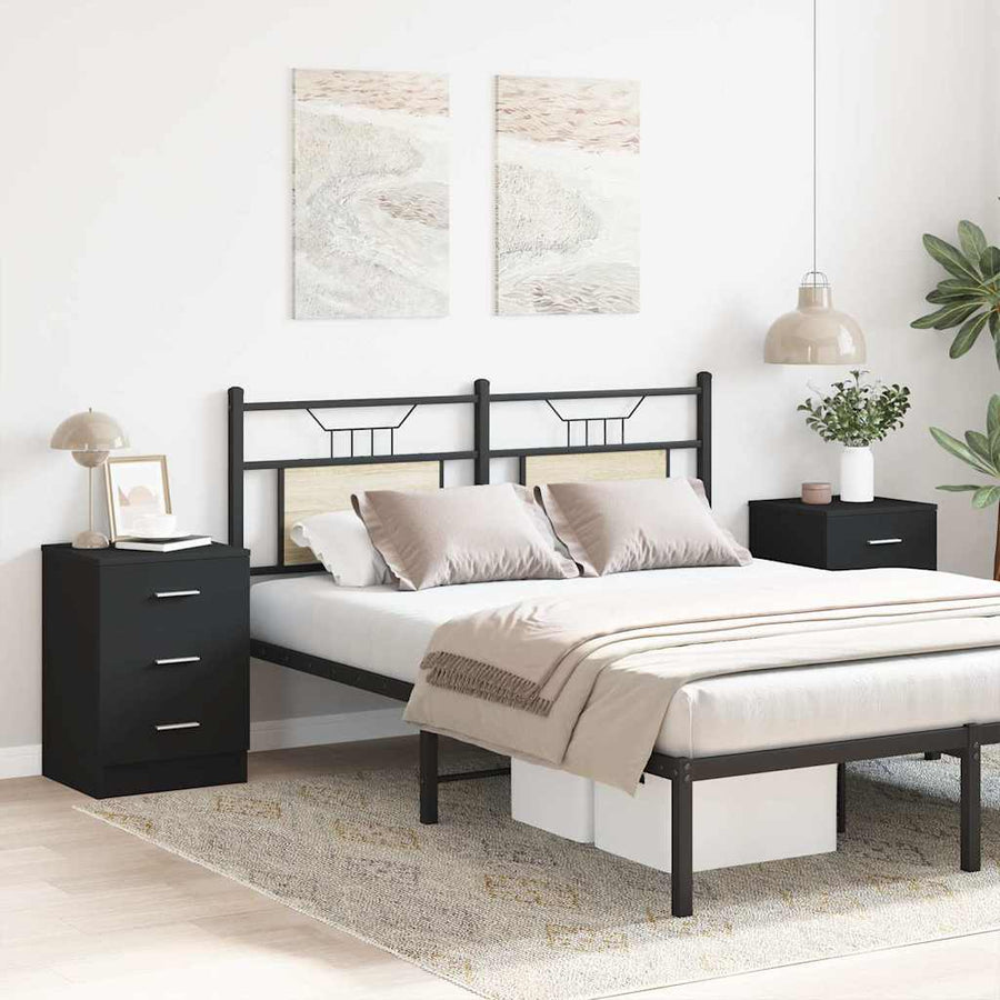 Bedside Cabinets 2 pcs Black 38x35x56 cm Engineered Wood