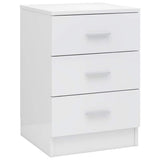 Bedside Cabinet High Gloss White 38x35x56 cm Engineered Wood - Front View
