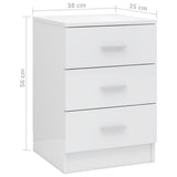 Bedside Cabinet High Gloss White 38x35x56 cm Engineered Wood - Rear View