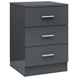 Bedside Cabinet High Gloss Grey 38x35x56 cm Engineered Wood - Front View