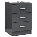 Bedside Cabinet High Gloss Grey 38x35x56 cm Engineered Wood - Side View