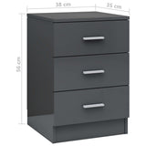 Bedside Cabinet High Gloss Grey 38x35x56 cm Engineered Wood - Rear View