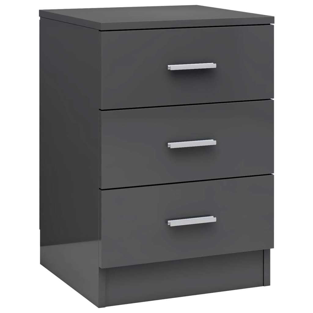 Bedside Cabinets 2 pcs High Gloss Grey 38x35x56 cm Engineered Wood