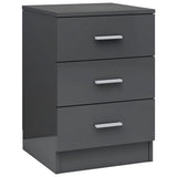 Bedside Cabinets 2 pcs High Gloss Grey 38x35x56 cm Engineered Wood - Side View