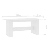 Dining Table White 180x90x76 cm Engineered Wood - Close-Up Angle