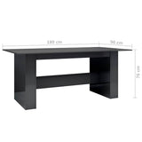 Dining Table High Gloss Grey 180x90x76 cm Engineered Wood - Close-Up Angle