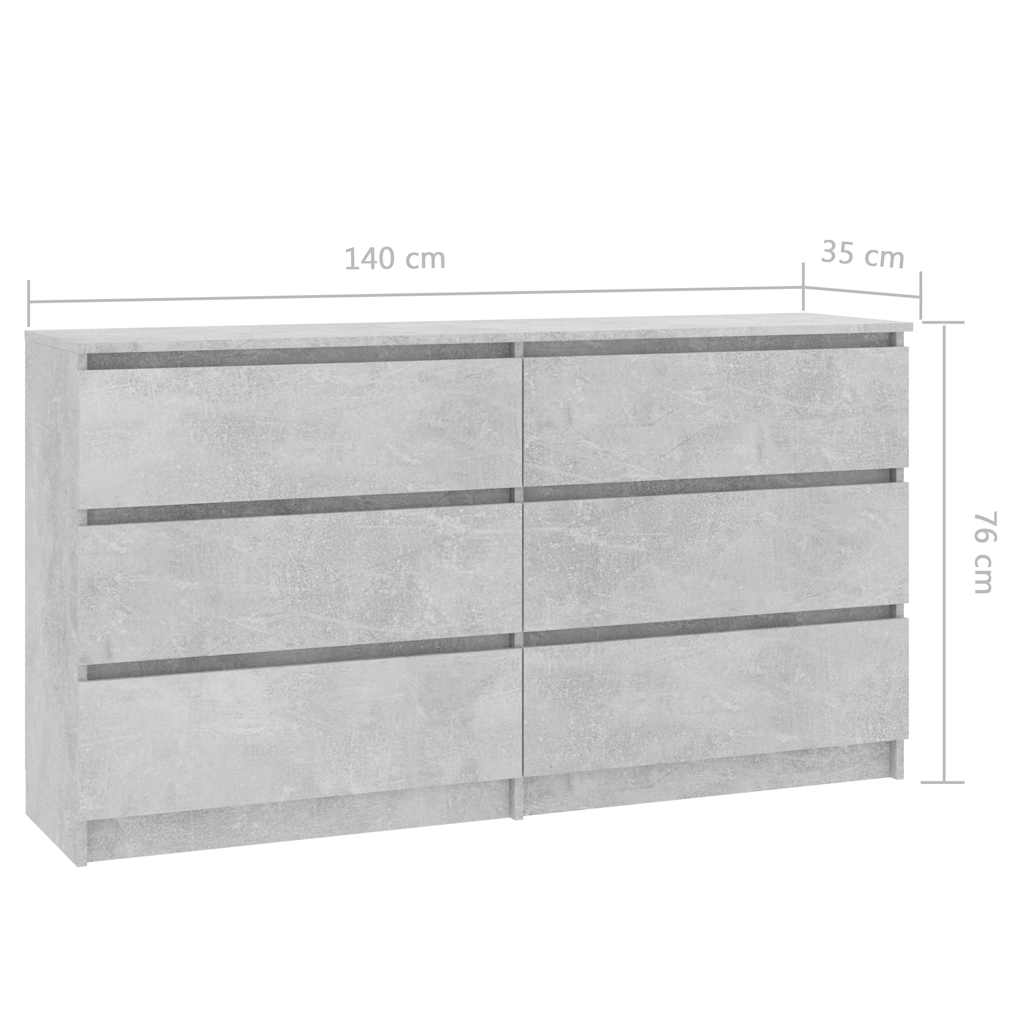 Sideboard Concrete Grey 140x35x76 cm Engineered Wood