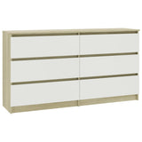 Sideboard White and Sonoma Oak 140x35x76 cm Engineered Wood