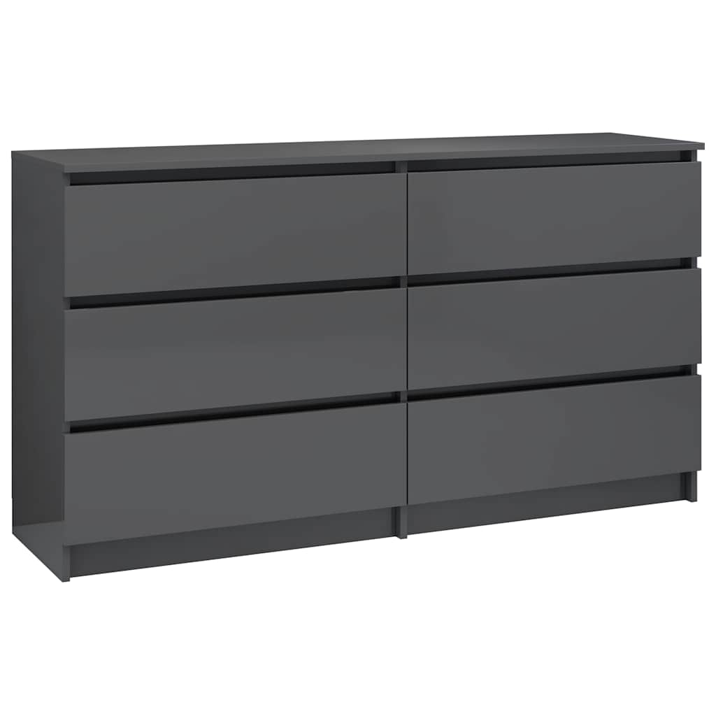 Sideboard High Gloss Grey 140x35x76 cm Engineered Wood