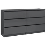 Sideboard High Gloss Grey 140x35x76 cm Engineered Wood - Front View