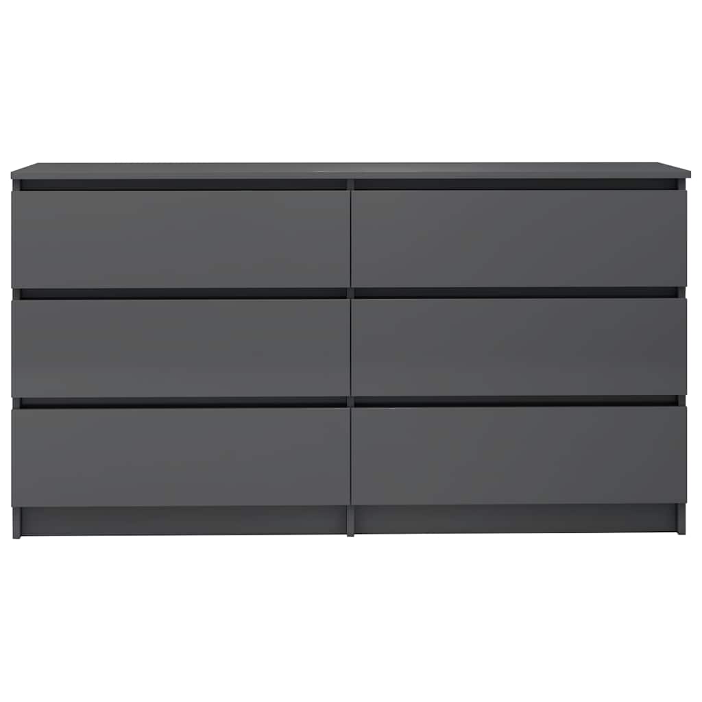 Sideboard High Gloss Grey 140x35x76 cm Engineered Wood