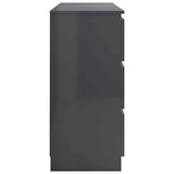 Sideboard High Gloss Grey 140x35x76 cm Engineered Wood - 45-Degree Angle