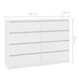 Sideboard White 140x35x99 cm Engineered Wood - Rear View