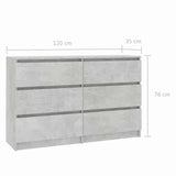 Sideboard Concrete Grey 120x35x76 cm Engineered Wood