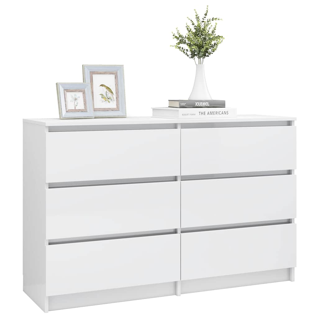 Sideboard High Gloss White 120x35x76 cm Engineered Wood
