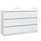 Sideboard High Gloss White 120x35x76 cm Engineered Wood - Rear View