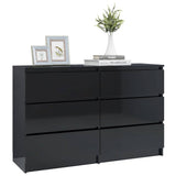 Sideboard High Gloss Black 120x35x76 cm Engineered Wood