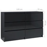 Sideboard High Gloss Black 120x35x76 cm Engineered Wood