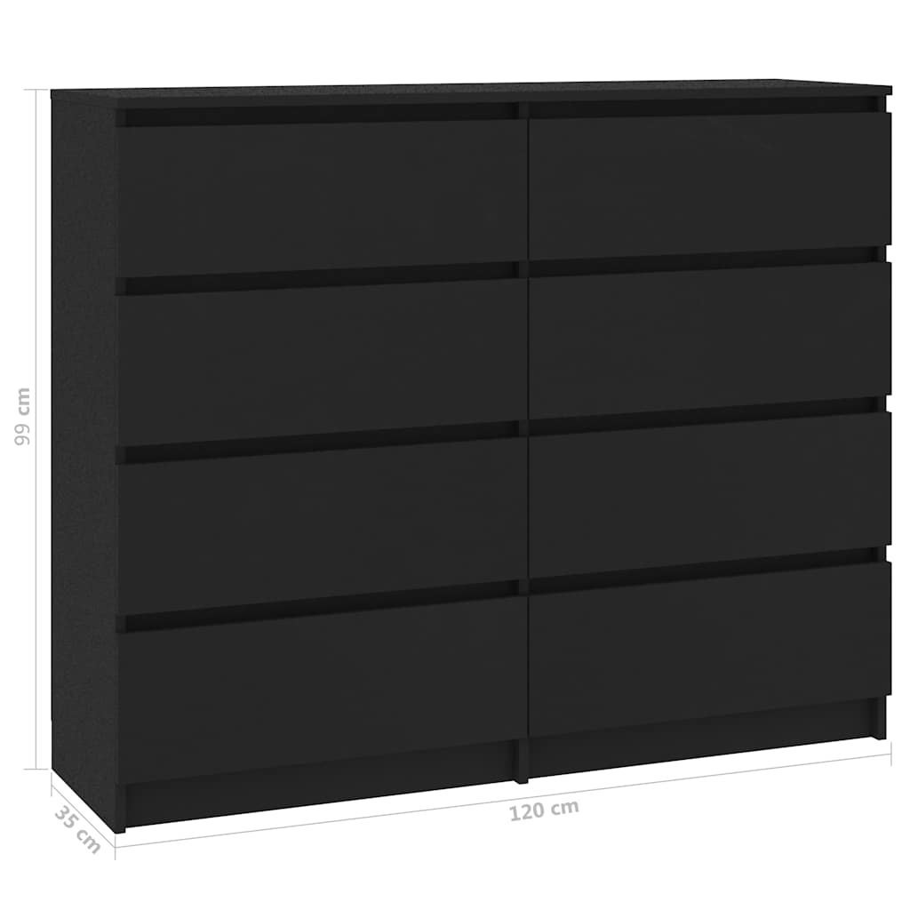 Drawer Sideboard Black 120x35x99 cm Engineered Wood