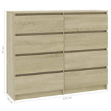 Drawer Sideboard Sonoma Oak 120x35x99 cm Engineered Wood - Rear View