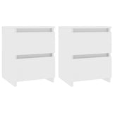 Bedside Cabinets 2 pcs White 30x30x40 cm Engineered Wood - Front View