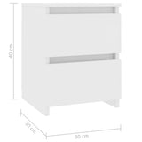 Bedside Cabinets 2 pcs White 30x30x40 cm Engineered Wood - Low Angle