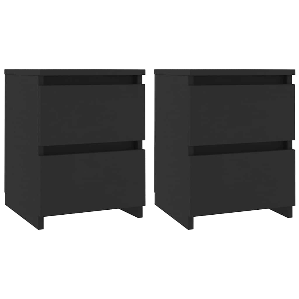 Bedside Cabinets 2 pcs Black 30x30x40 cm Engineered Wood