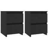 Bedside Cabinets 2 pcs Black 30x30x40 cm Engineered Wood - Front View